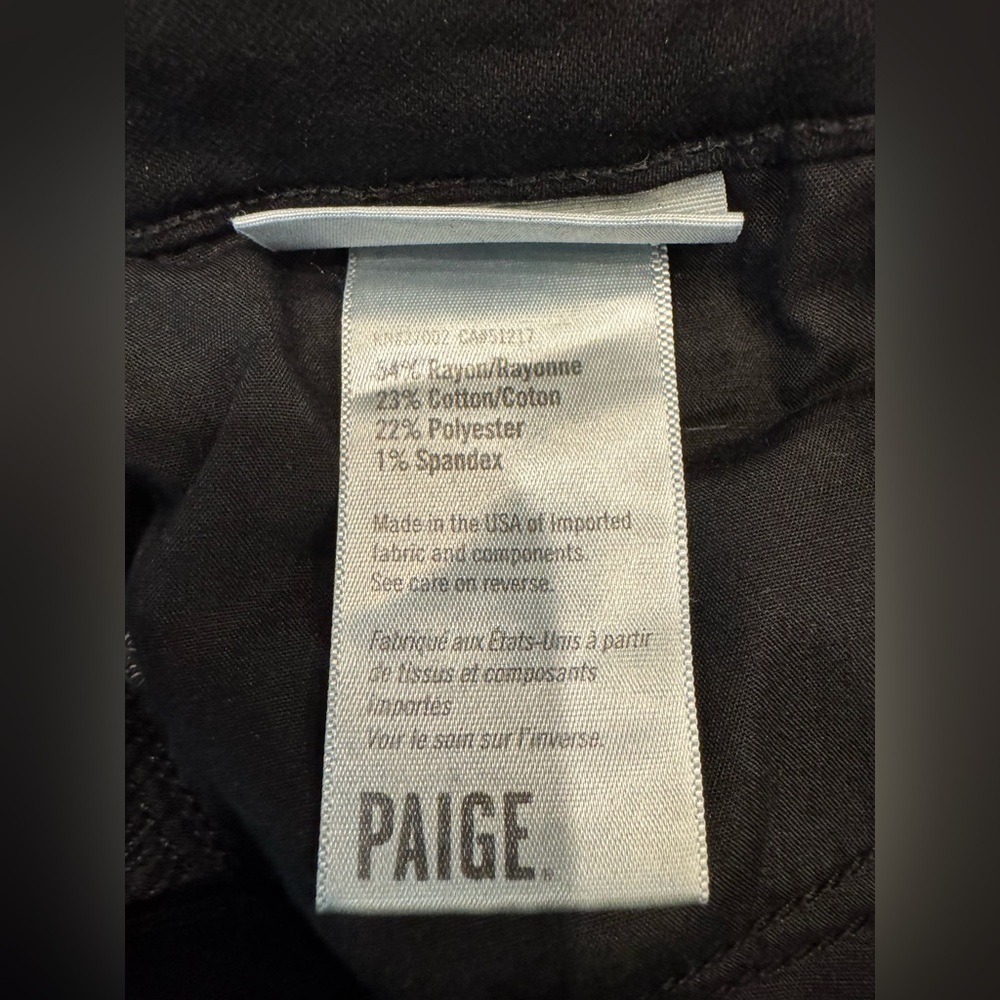 Paige Verdugo Distressed Crop Jeans Womens Size 29 Black Denim Pockets Fray Hem - Picture 10 of 14